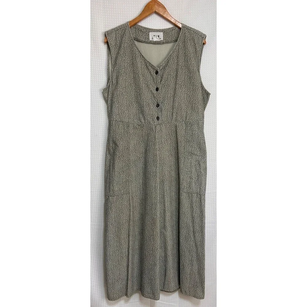 FLAX BY JEANNE ENGELHART Speckled Corduroy Maxi Dress size M Boho Art To Wear c - Picture 3 of 11